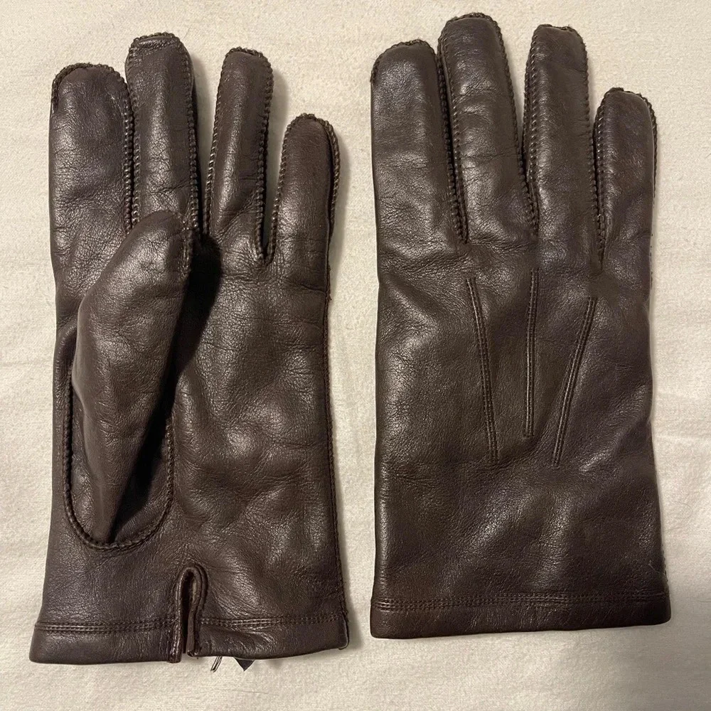 Fownes | Brown Genuine Leather Cashmere Lined Gloves Size XL